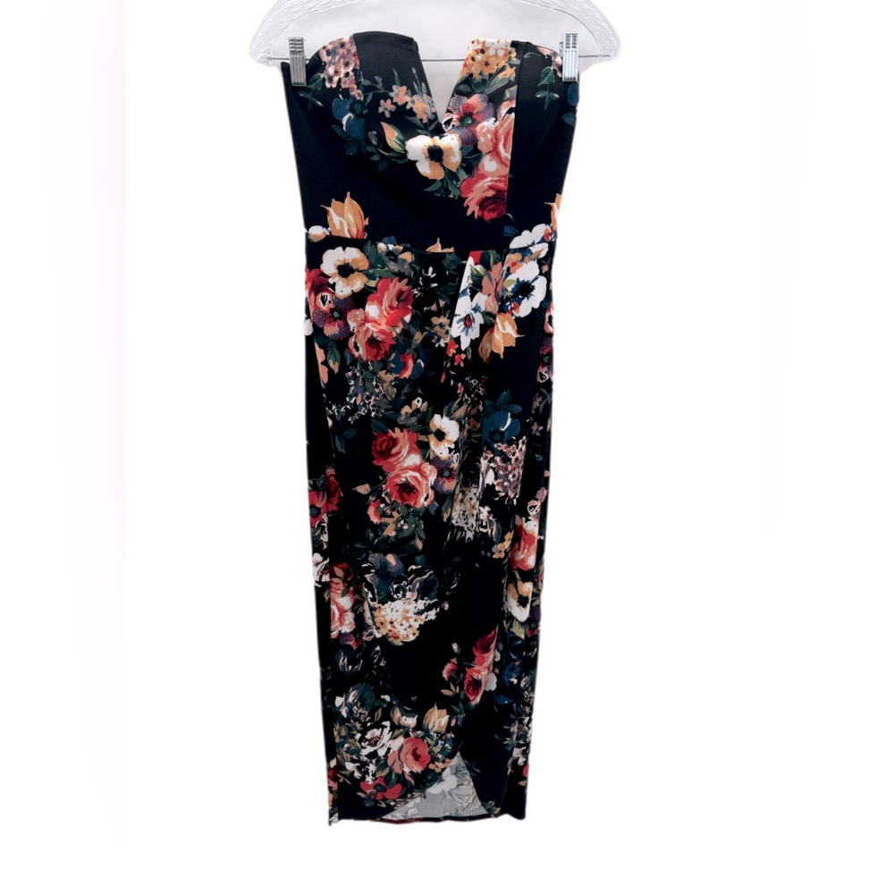 BELLE JOURNEE black floral maxi dress